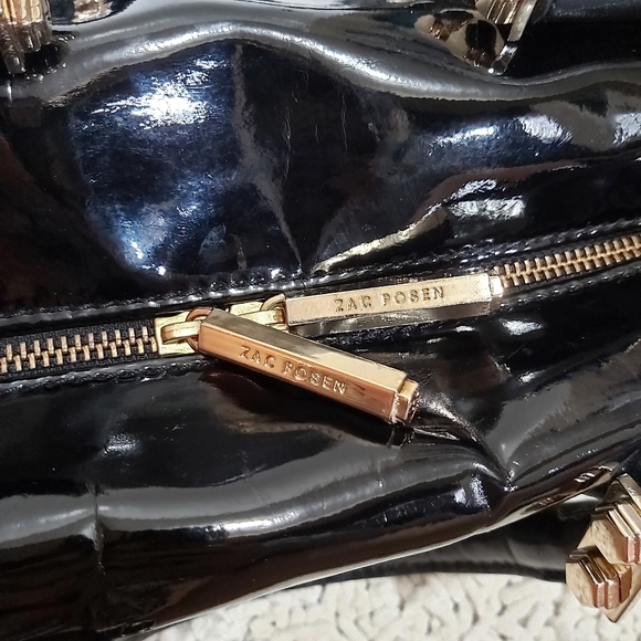 Zac Posen black patent leather satchel purse - Picture 2 of 10
